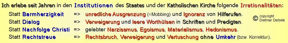 Ich erleben in Stinstitutionen in Staat und Kirche, Mobbing