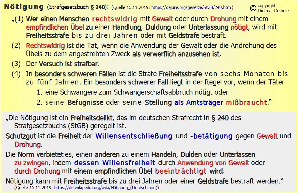 Nötigung, STGB § 240, Kirche Mobbing