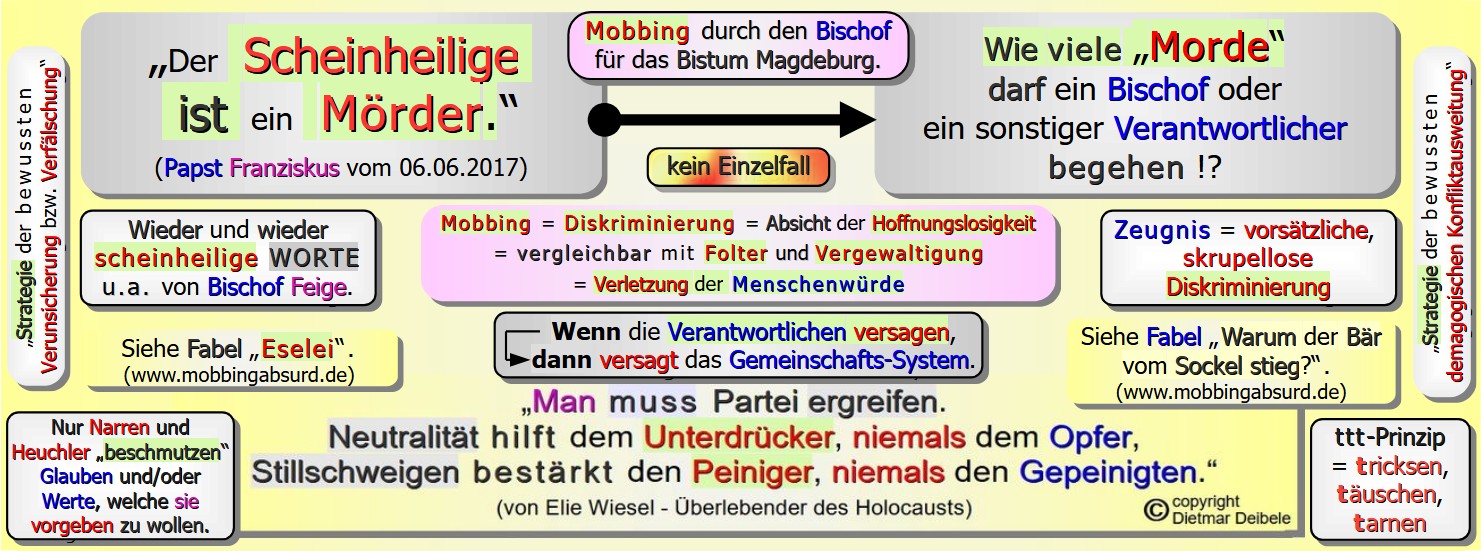 Papst Franziskus 06.06.2017: Der Scheinheilige ist ein Mörder-, Kirche, Mobbing